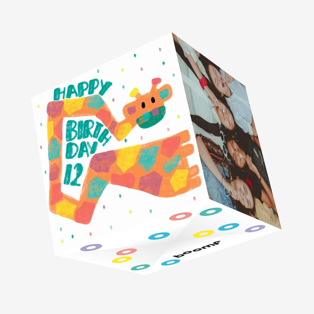 Happy 12th Birthday Giraffe Confetti-exploding Greetings Card
