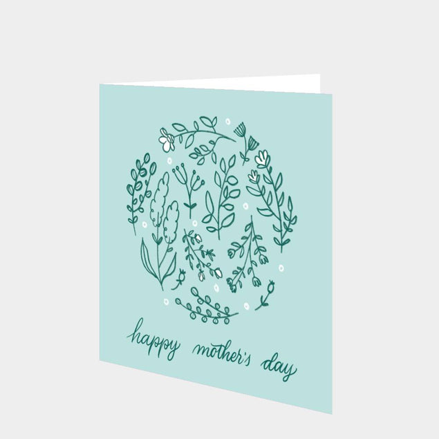 Mother's Day Flowers Mint Card