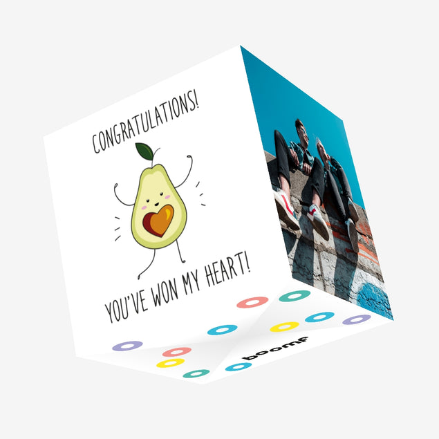 You've Won My Heart Avocado With A Heart-Shaped Seed Confetti-exploding Greetings Card