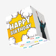 Happy Birthday Comic Clouds Confetti-exploding Greetings Card