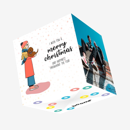 Dog Walker Wish You A Merry Christmas Confetti-exploding Greetings Card