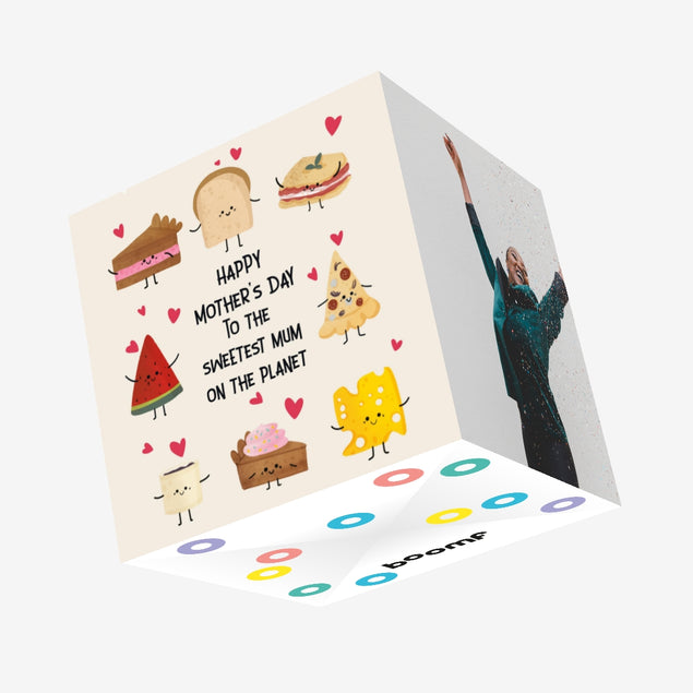 Happy Mother's Day To The Sweetest Mum Delicious Food Confetti-exploding Greetings Card