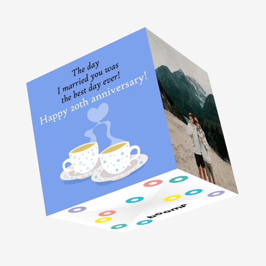 Coffee Cups Happy 20th Wedding Anniversary Confetti-exploding Greetings Card