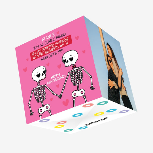 Happy Anniversary Fiance I'm So Glad I Found Somebody Who Gets Me Confetti-exploding Greetings Card