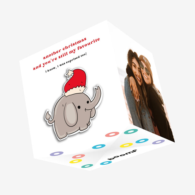 Merry Christmas Cute Baby Elephant Confetti-exploding Greetings Card
