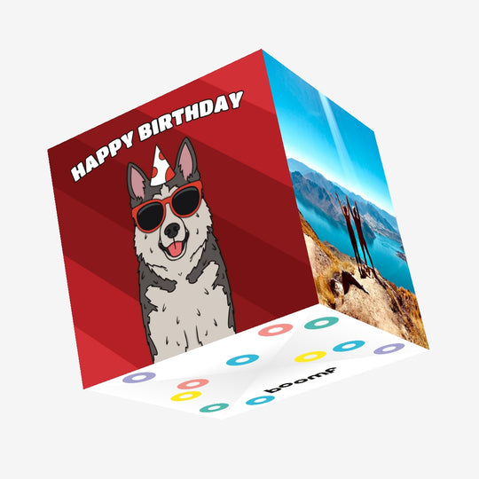 Cool Husky Dog Birthday Confetti-exploding Greetings Card