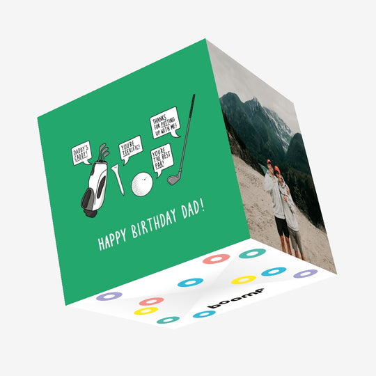 Funny Golf Dad Birthday Confetti-exploding Greetings Card