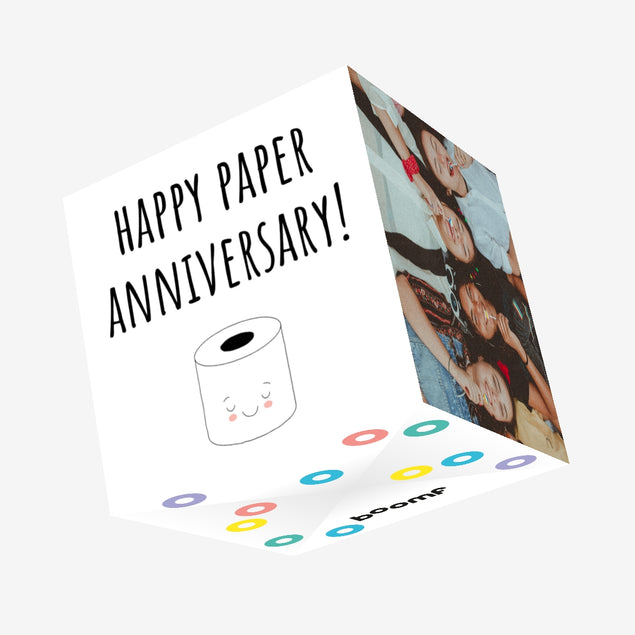 Cute Paper Anniversary Confetti-exploding Greetings Card