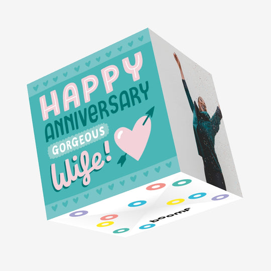 Gorgeous Wife Heart And Arrow Anniversary Confetti-exploding Greetings Card