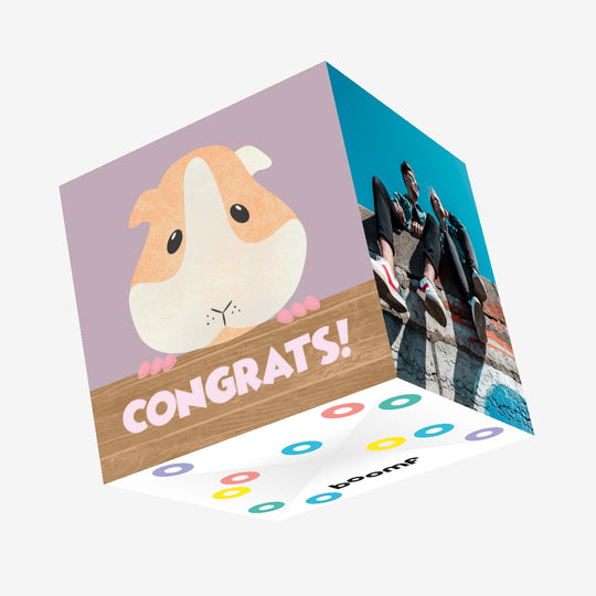 Congrats Cute Guinea Pig Confetti-exploding Greetings Card