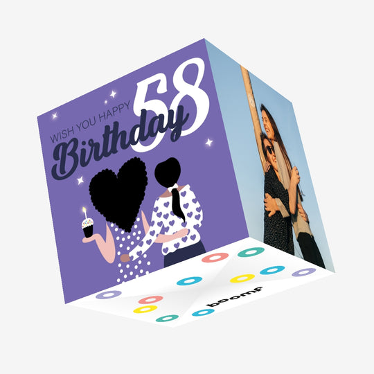 Wish You Happy 58th Birthday Confetti-exploding Greetings Card