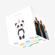 Cute Panda In Pink Party Hat Happy Birthday Confetti-exploding Greetings Card