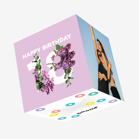 Simple Floral Happy 18th Birthday Confetti-exploding Greetings Card