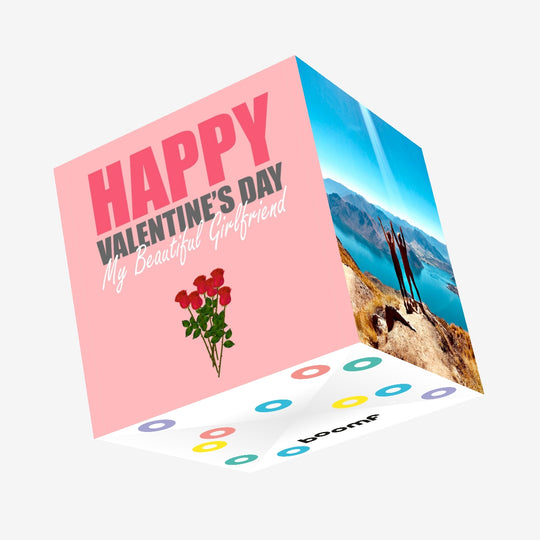 Happy Valentine's Beautiful Girlfriend Confetti-exploding Greetings Card