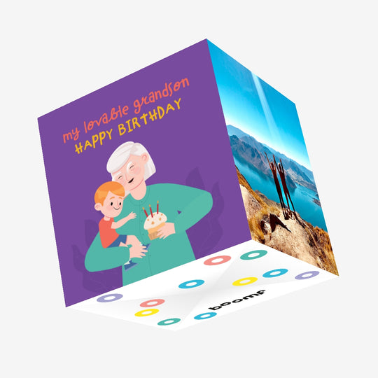 My Lovable Grandson Happy Birthday Confetti-exploding Greetings Card