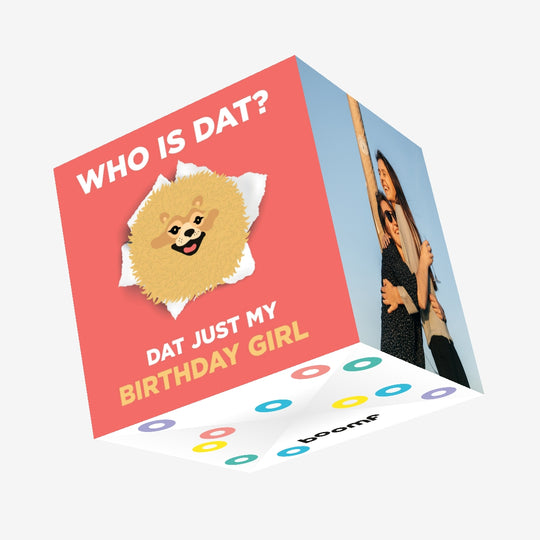 Pomeranian BDay Girl Confetti-exploding Greetings Card