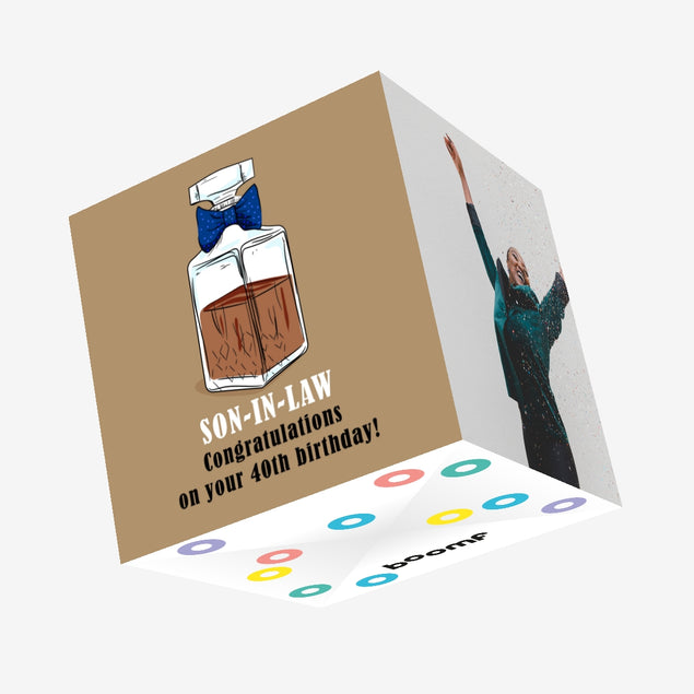 Whiskey Carafe Happy 40th Birthday Son-In-Law Confetti-exploding Greetings Card