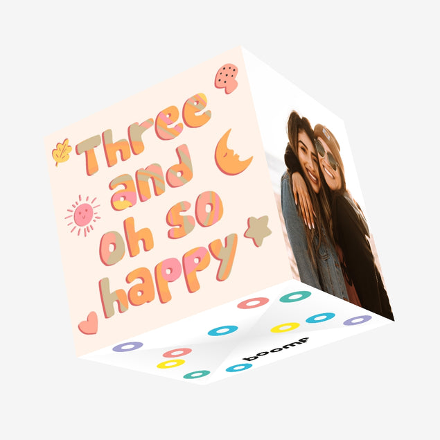 Three And Oh So Happy Confetti-exploding Greetings Card