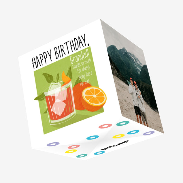 Happy Birthday Grandad Orange Lemonade Confetti-exploding Greetings Card