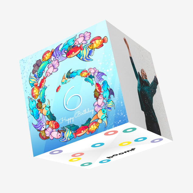 Sea Fish Happy 6th Birthday Confetti-exploding Greetings Card