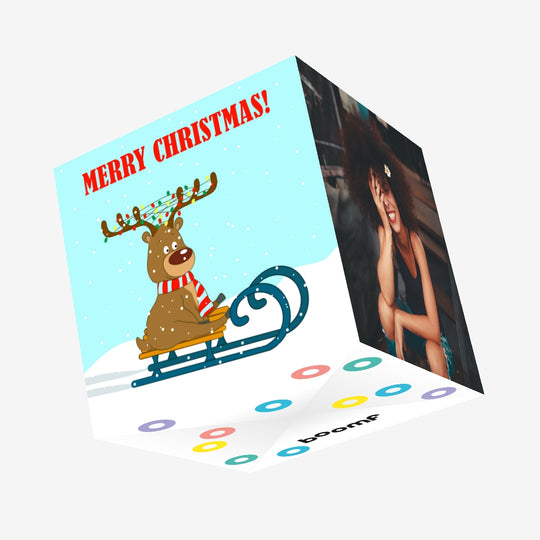 Reindeer Merry Christmas Confetti-exploding Greetings Card