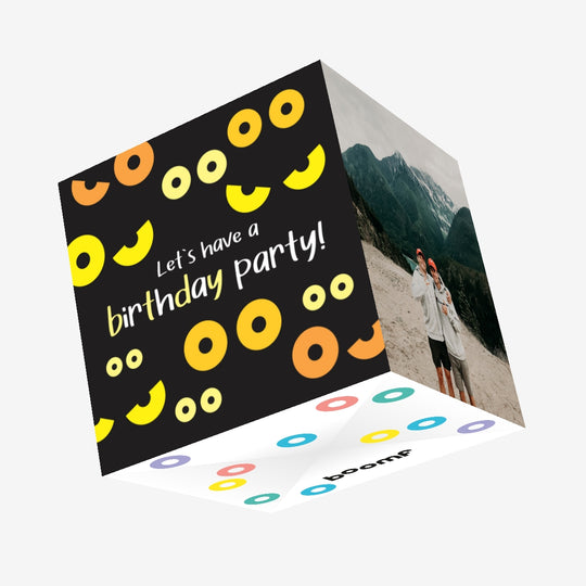 Let's Have A Birthday Party Owl's Eyes Confetti-exploding Greetings Card