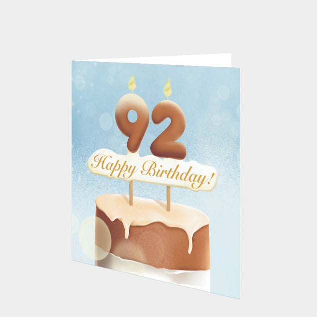 92nd Happy Birthday Cake Card