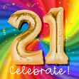 21st Birthday Card Foil Balloons on LGBTQ rainbow - 1