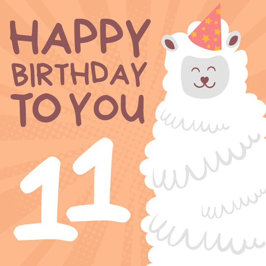 Cute Smiling Alpaca Happy 11th Birthday