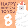 Cute Smiling Alpaca Happy 8th Birthday