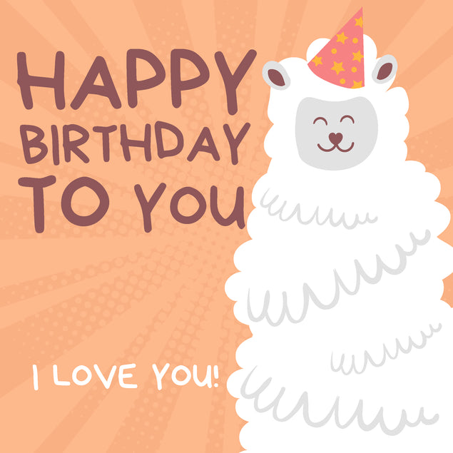 Cute Smiling Alpaca Happy Birthday