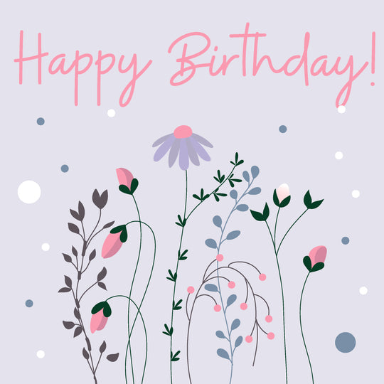 Cute Purple Floral Happy Birthday