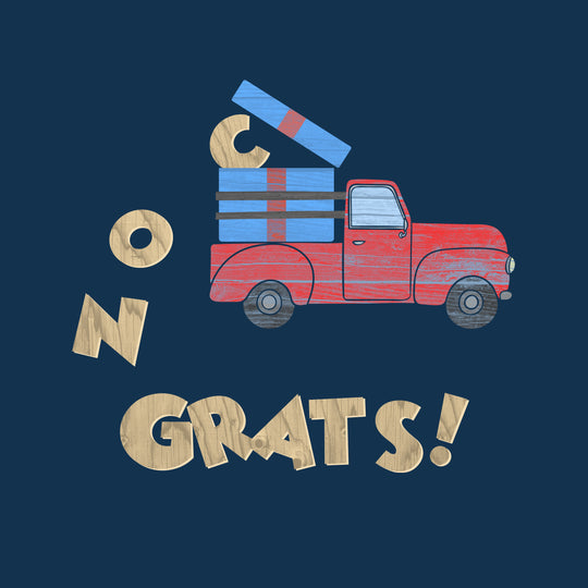 Blue Background Car With Gift Congrats