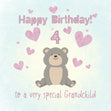 Cute Teddy Bear Happy 4th Birthday Grandchild
