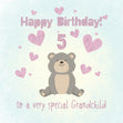Cute Teddy Bear Happy 5th Birthday Grandchild