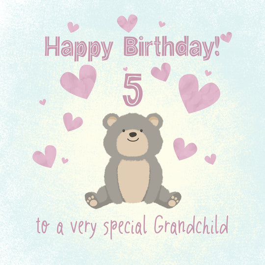 Cute Teddy Bear Happy 5th Birthday Grandchild