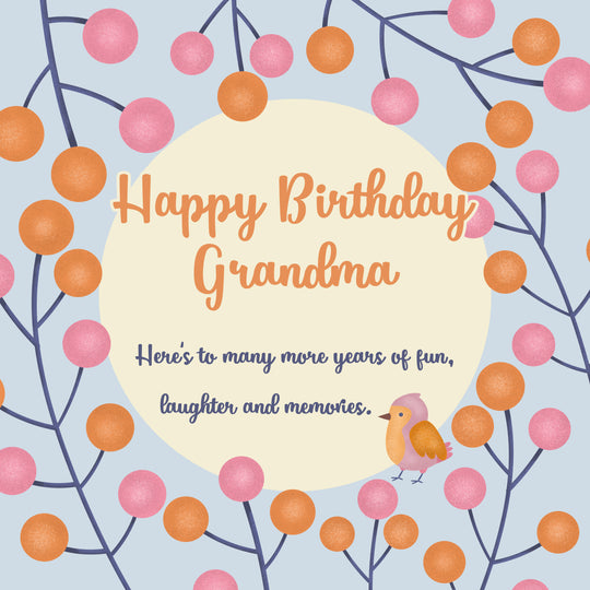 Happy Birthday Grandma Bird And Berries