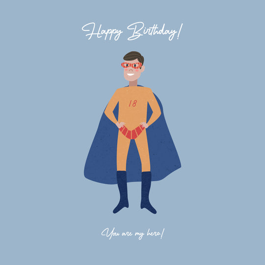 Blue Background Superhero Happy Birthday