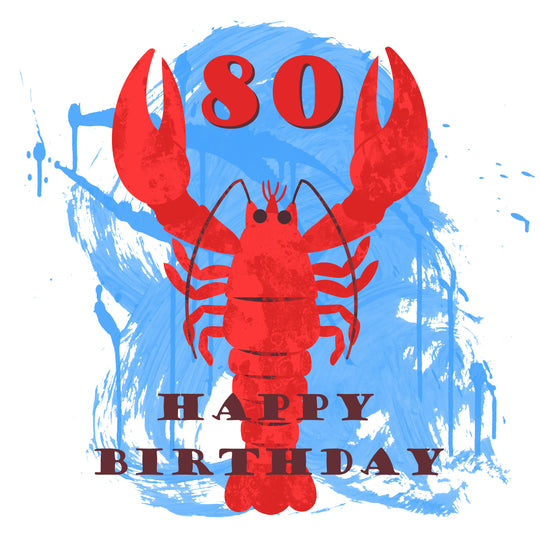 Happy 80th Birthday Red Lobster In Blue