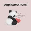 Pink Background Panda With Heart Congrats