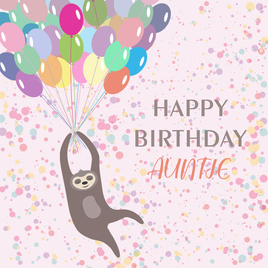 Happy Birthday Auntie Sloth And Balloons