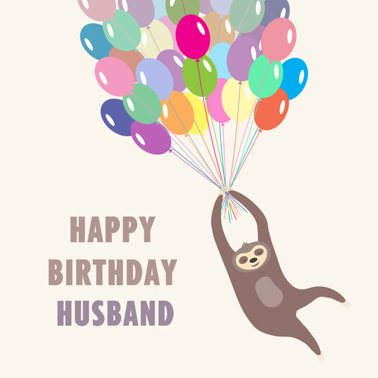 Happy Birthday Husband Sloth And Balloons