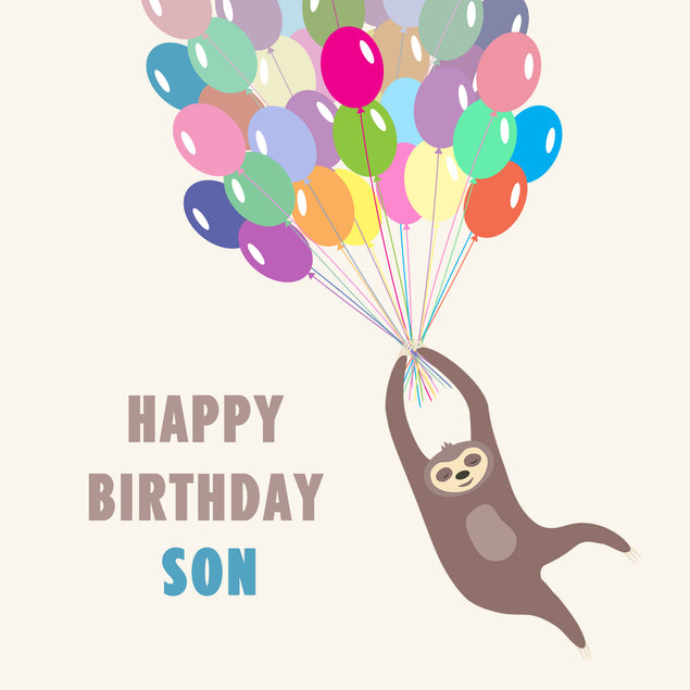 Happy Birthday Son Sloth And Balloons