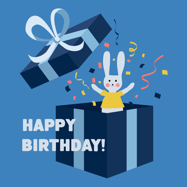 Happy Birthday Surprise Rabbit Blue