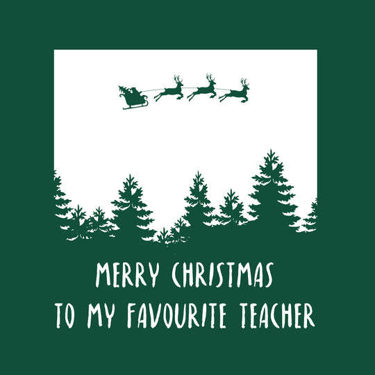 Green Background Merry Christmas My Favourite Teacher