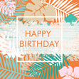 Happy Birthday Orange Tropical Leaves