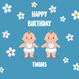 Flowers Boys In Blue Happy Birthday Twins