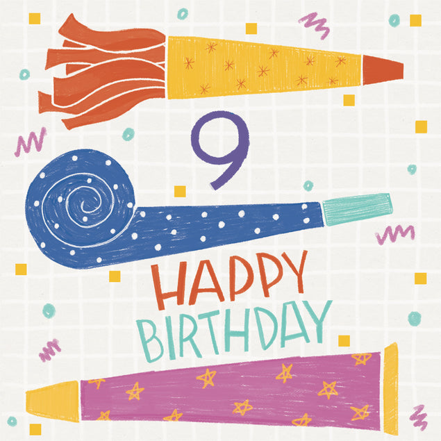 Painted Happy 9th Birthday Fifes
