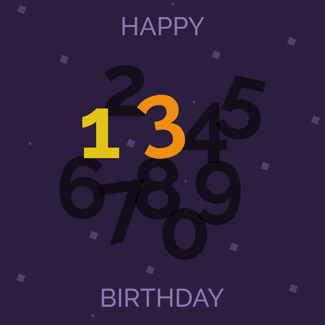 Colorful Numbers Happy 13th Birthday