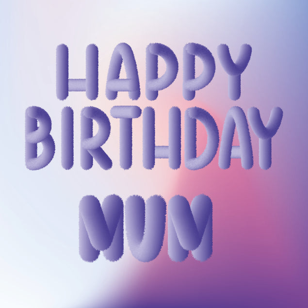 Fluffy Purple Letters Happy Birthday Mum